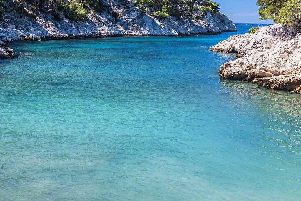 Turquoise water in the Port-Pin calanque near Cassis, Provence