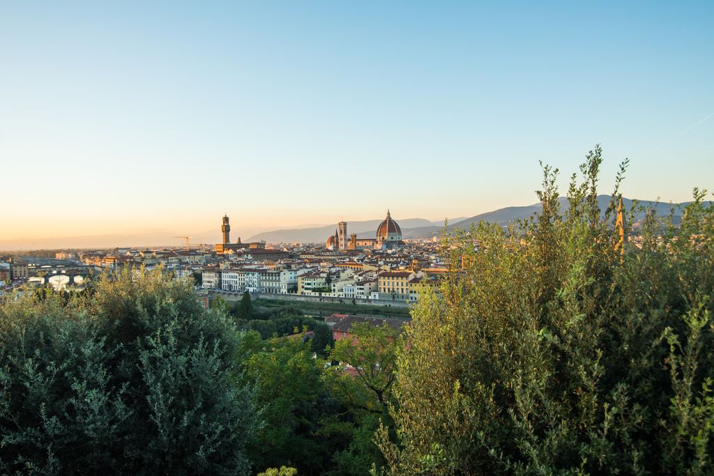 Florence skyline with the Duomo and Palazzo Vecchio seen from Piazzale Michelangelo