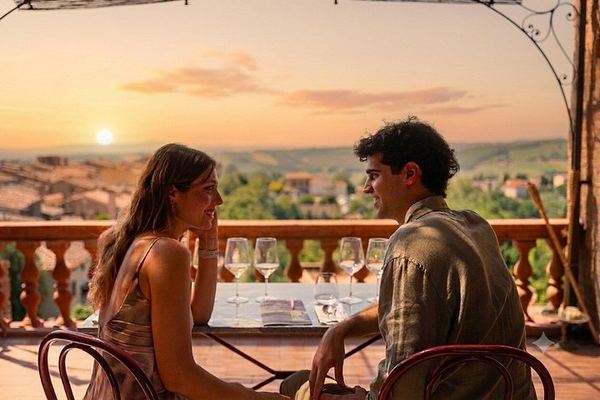 Sunset Terrace Dinner with Eight-Wine Tasting Overlooking San Gimignano