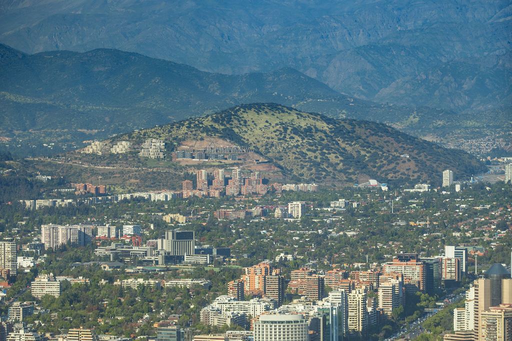 Santiago, Chile, with snow-topped Andes behind the city