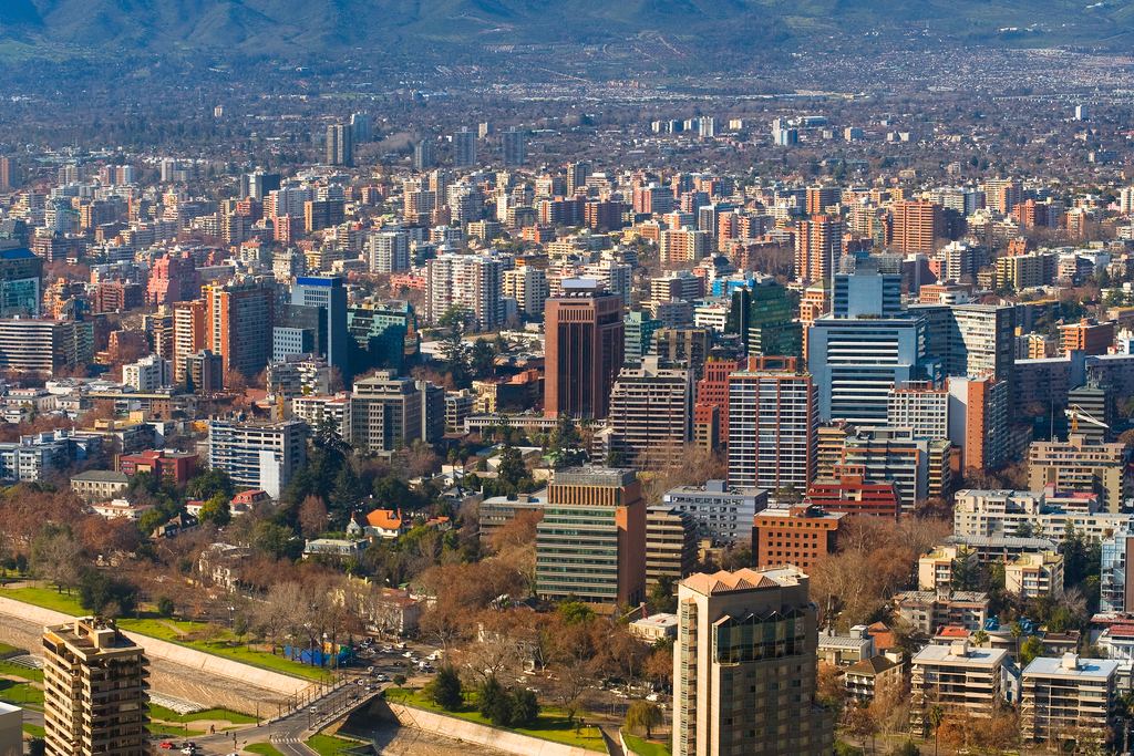 Santiago de Chile with the snow-covered Andes behind the city
