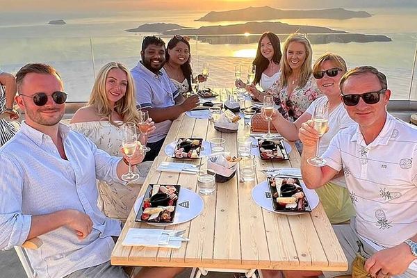 Santorini Half-Day Wine Tour to Three Wineries with 12 Tastings, Tapas and Sunset