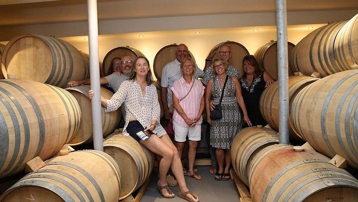 Santorini Sunset Wine Tour for Up to 8 with a Sommelier, Three Wineries and Dinner (1/12)