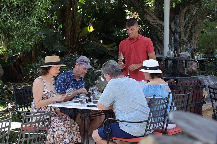 Santorini Sunset Wine Tour for Up to 8 with a Sommelier, Three Wineries and Dinner (7/12)